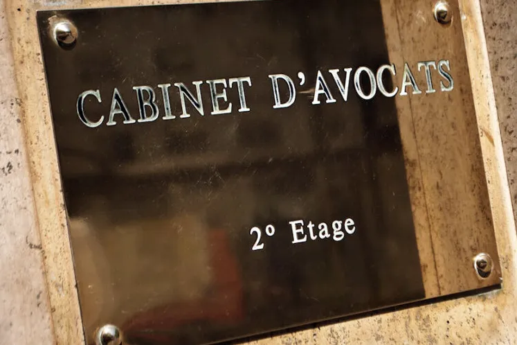 Brass nameplate of a law firm